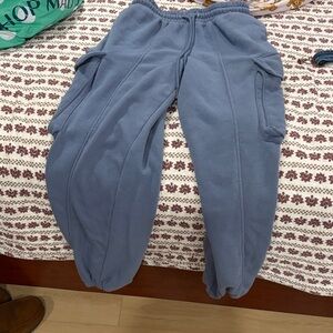 Women's Blue Fleece Joggers Track Pants